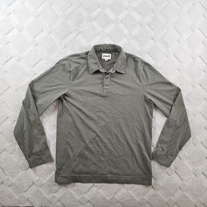Pact Olive Green Long Sleeve Polo Shirt Mens Medium Preppy